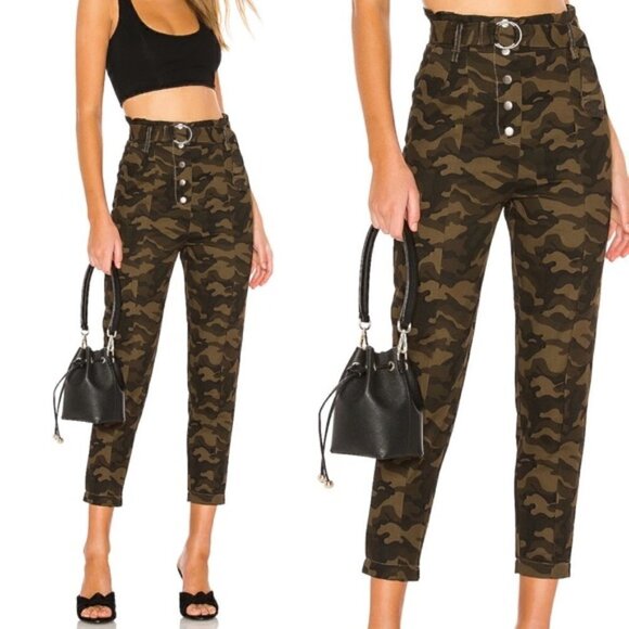 Tularosa Pants - Tularosa Green Klein Camo High Rise Skinny Cropped Pants XS